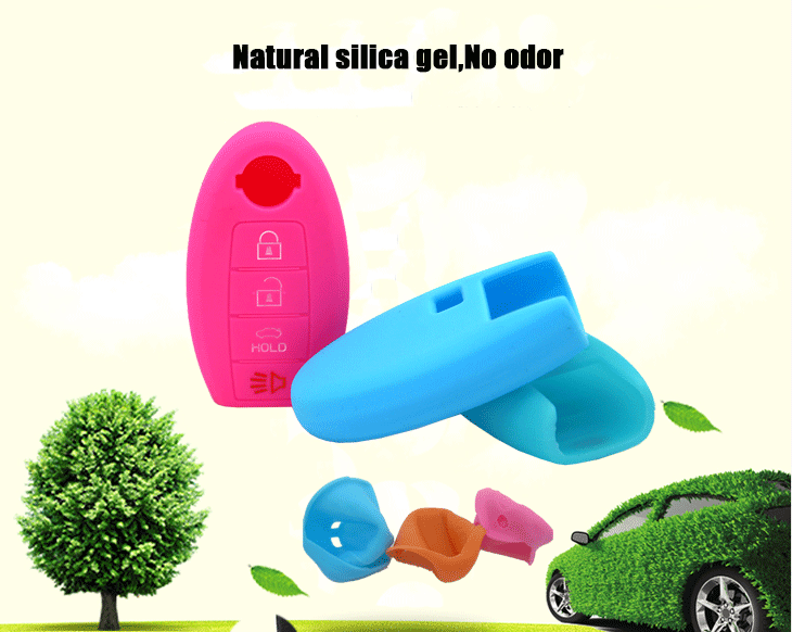 Nissan Teana key fob covers material, be made of 100% natural silicone material, which is non-toxic and environmental protection,without odor silicone car key case for Nissan Teana
