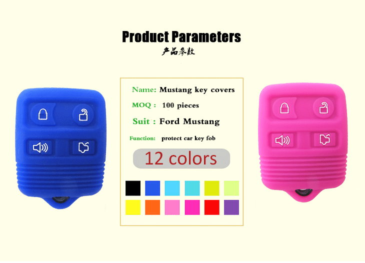 Ford Mustang key fob cover, many colors can be selected, its main function is to protect car key from water and dust,and it's also non-toxic and environmental protection.