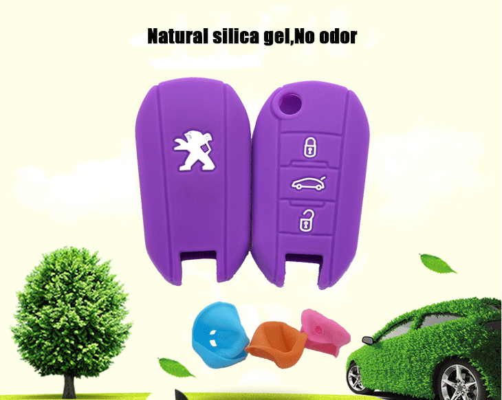 Peogeot-308-key-fob-covers-material, be made of 100% natural silicone materials, which is environmental protection and non-toxic
