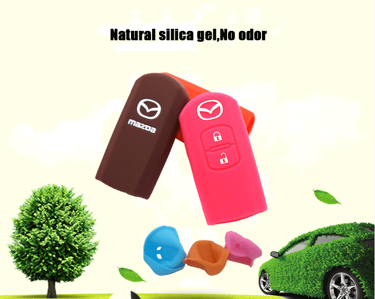 Mazda-M3-car-key-covers-material, be made of 100% natural silicone material, which is non-toxic and environmental protection, without odor silicone car key case.