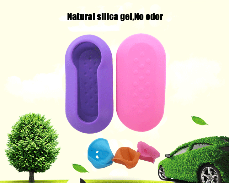 Fiat-500-key-fob-covers-material, be made of 100% natural silicone material, which is non-toxic and environmental protection,without odor and no fade silicone car key case.