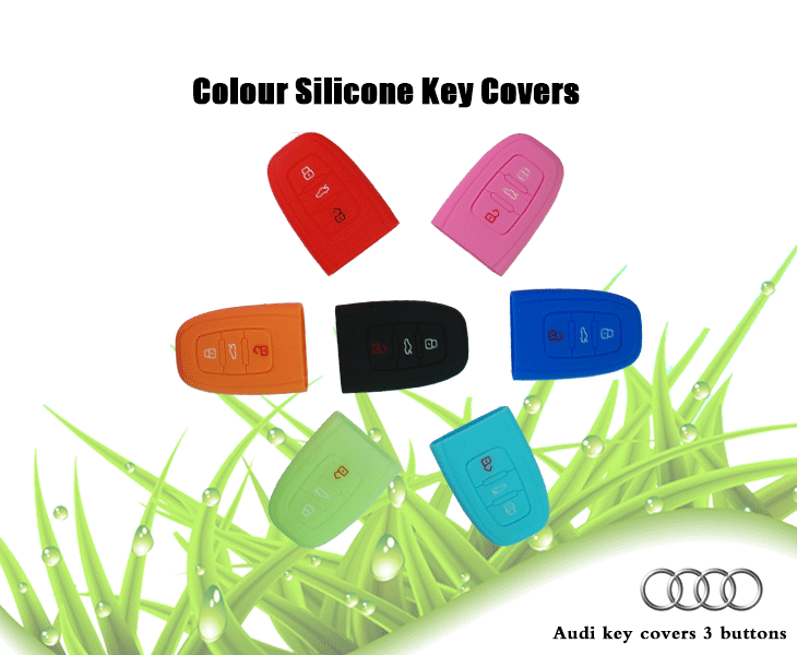 Audi A4L car key cover, attractive design car key fob case, be made of natural silicone material, has advantages of non-toxic tasteless and eco-friendly, customize colors silicone car key cover for Audi.