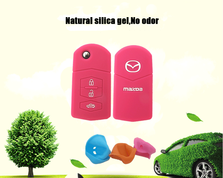 Mazda-M3-key-fob-covers-material, car logo silicone key case be made of 100% natural silicone material, which is non-toxic and environmental protection,without odor silicone car key case for Mazda.