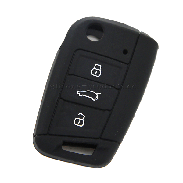 Golf7 car key cover,black,3 buttons,Wrapped around the key head design.