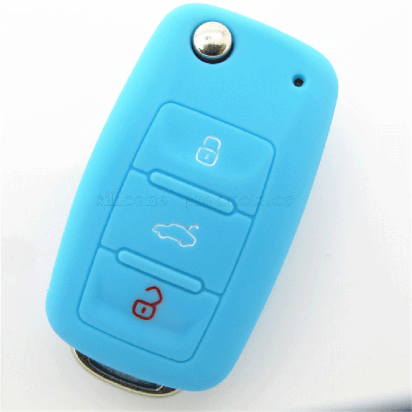 Polo car key cover,light blue,3 bottons,debossed design