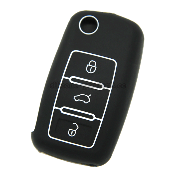 Polo car key cover,black,3 bottons,Wireframe design