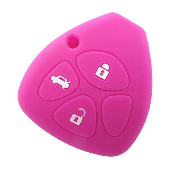 Coral car key cover,pinkred4 buttons,debossed design