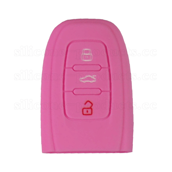 A8L car key cover,pink,3 buttons,without logo,silicone,debossed design.