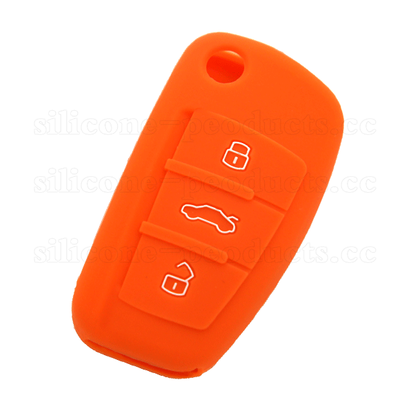 Q7 car key cover,dark red,3 buttons,with logo,embossed design,silicone.