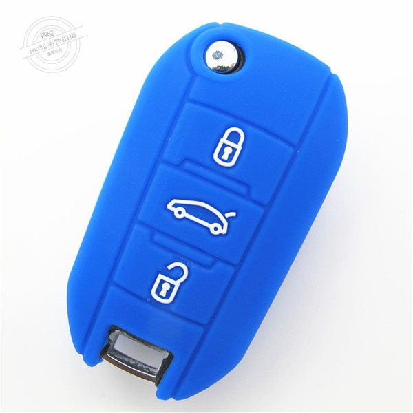 Peugeot car key covers, silicone car key case, low price silicone car key shell, blue