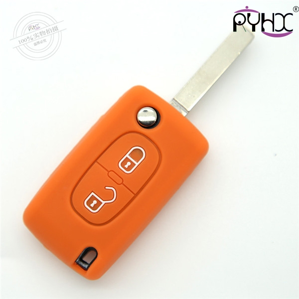 Peugeot 307 car key covers, silicone key case, light car key shell, the most popular silicone key protector,2 buttons
