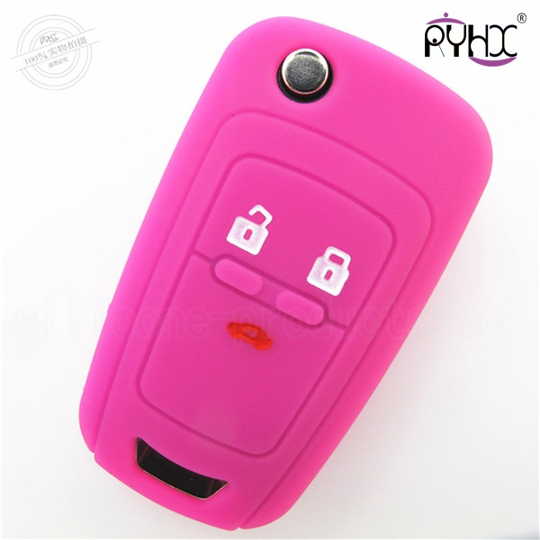 Chevrolet Cruze car key silicone case, car key silicone protective cover, cheap silicone car key shell for Cruze,pink