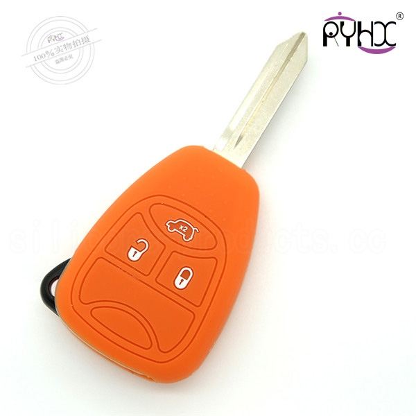 Jeep compass silicone car key case, car key protective covers, silicone auto key casing,orange, 3 buttons