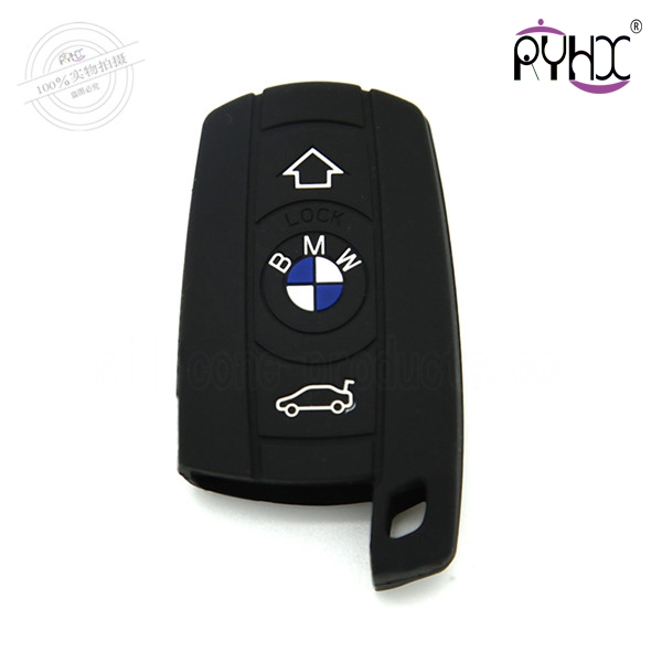 X3 car key cover,black,3 buttons,with logo,silicone,embossed design