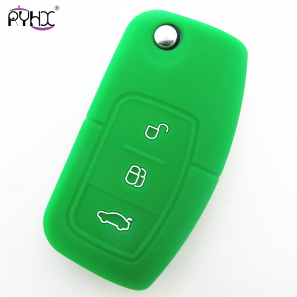 Online wholesale green Ford Focus silicone key cover,3 button.
