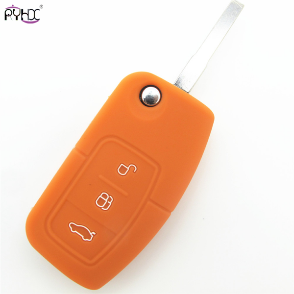 Online wholesale orange Ford Focus silicone key cover,3 button.