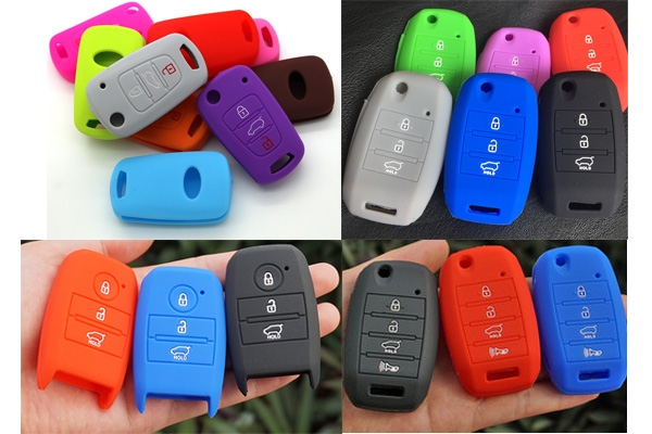 Kia Key Fob Cover -Colorful silicone key cover for Kia Rio K2 K3 K5 Bongo Sorento Soul Sportage Shuma Carens Borrego flip key_smart key here