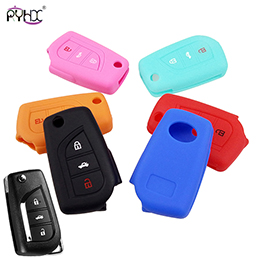silicone cover fit for Toyota Vios Camry Highlander Corolla Prado REIZ 3 buttons flip key shell
