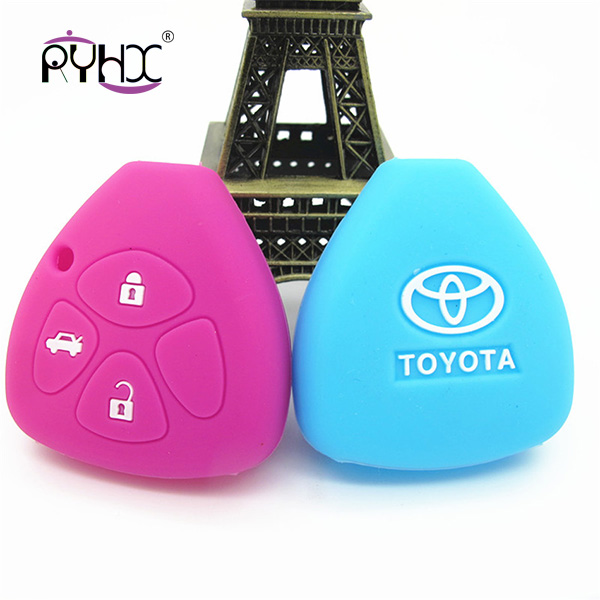 Car Key Case Car Accessories Key Bag 3 Button Car Key Cover For Toyota Corolla Camry Silicone Key Protective Case
