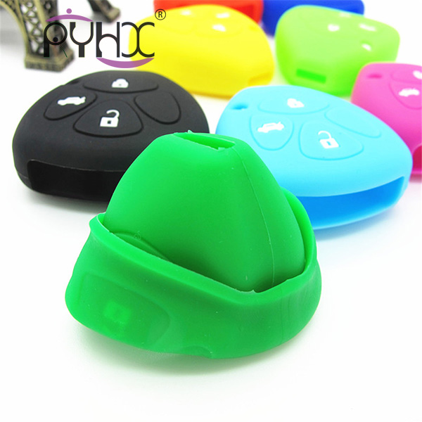 Soft Car Key Case Car Accessories Key Bag 3 Button Car Key Cover For Toyota Corolla Camry Silicone Key Protective Case