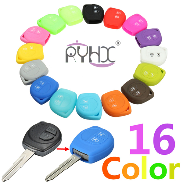 16 colors 2 buttons silicone key cover for SUZUKI SX4 Swift Liana Grand Vitara Jimny Alto car key remote