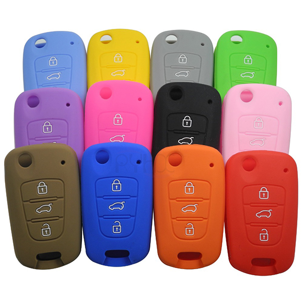 colorful High Quality silicone rubber car key cover for KIA Rio K2 K5 Sorento Soul Sportage Shuma(3 button).