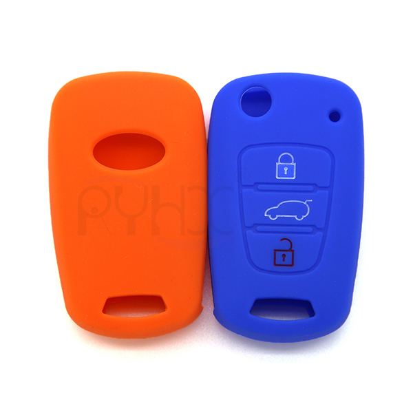 the front and back of High Quality silicone rubber car key cover for KIA Rio K2 K5 Sorento Soul Sportage Shuma(3 button).