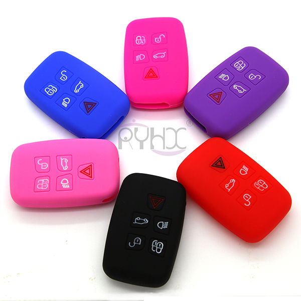 6 colors LandRover LR4 LR3 Range Rover Discovery Sport silicone rubber key fob covers cases protector( 5 Buttons).