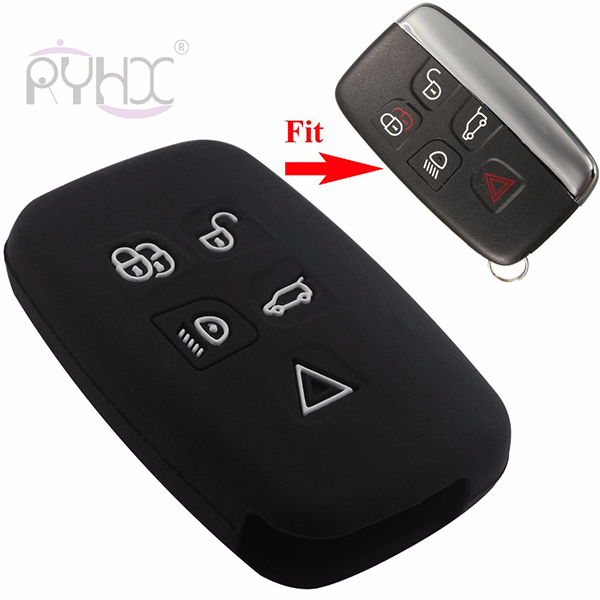 Black 5 Buttons silicone key cover case protector for LandRover car key rmote