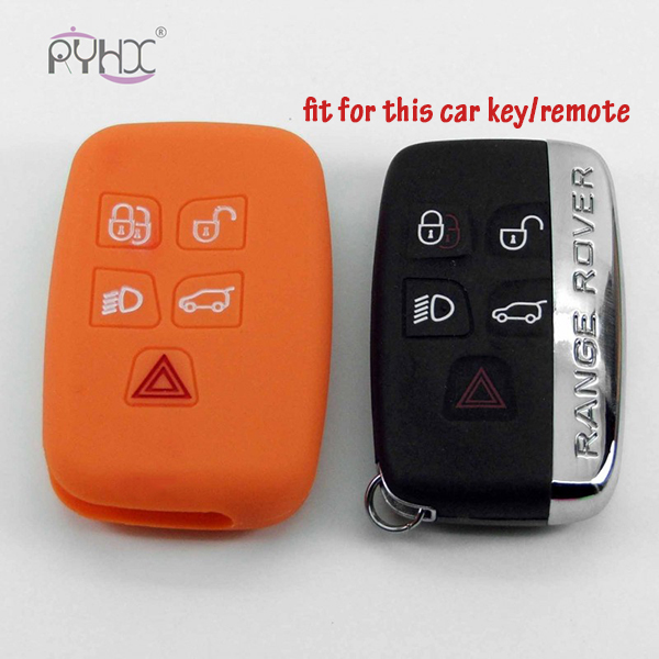 Orange 5 buttons silicone car key remote cover for LandRover car remote