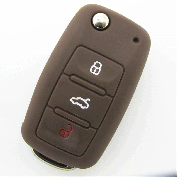 Polo car key cover,light red,3 bottons,debossed design