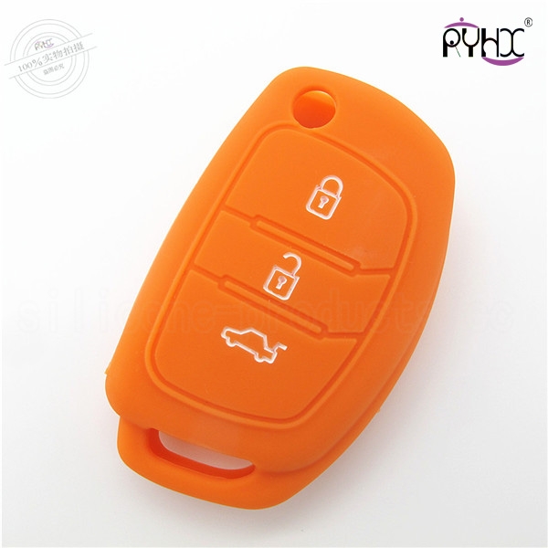Hyundai mistra car key silicone protector, no fade silicone car key case, non-toxic silicone key covers for Hyundai, orange,3 buttons