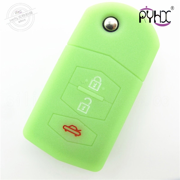 Mazda car key silicone protective covers, China car key silicone case, Mazda 3 buttons key silicone shell, wear resistance silicone car key bag 