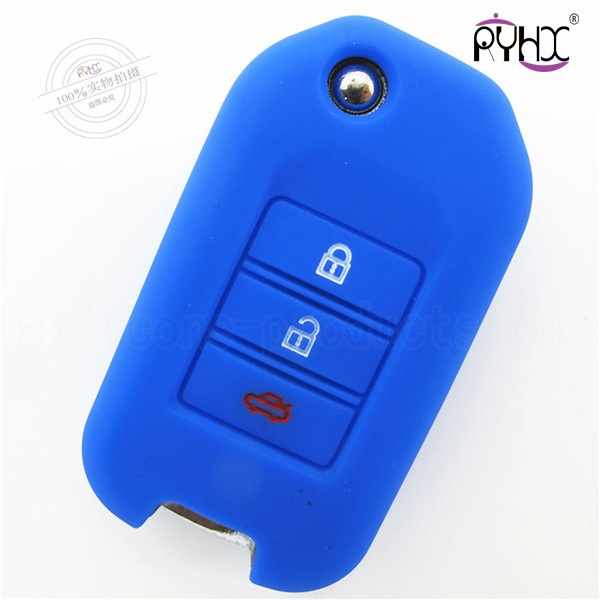Honda City silicone key casing, car remote control key silicone skin, China car key case for Honda, blue key covers.