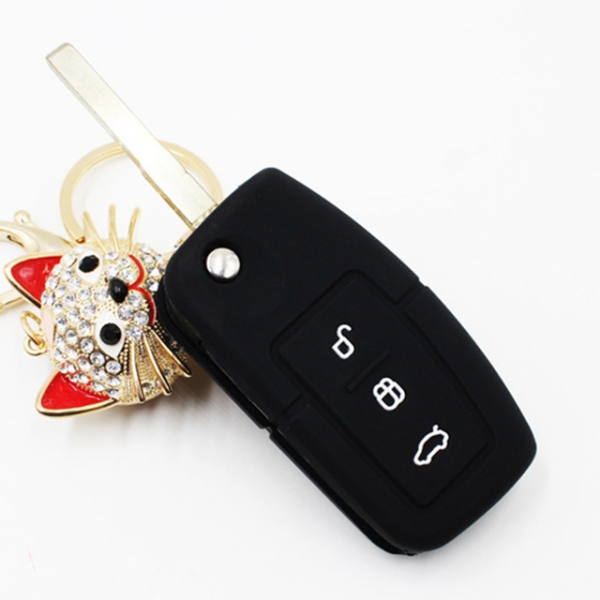 Online wholesale pink Ford Focus silicone key cover,3 button.