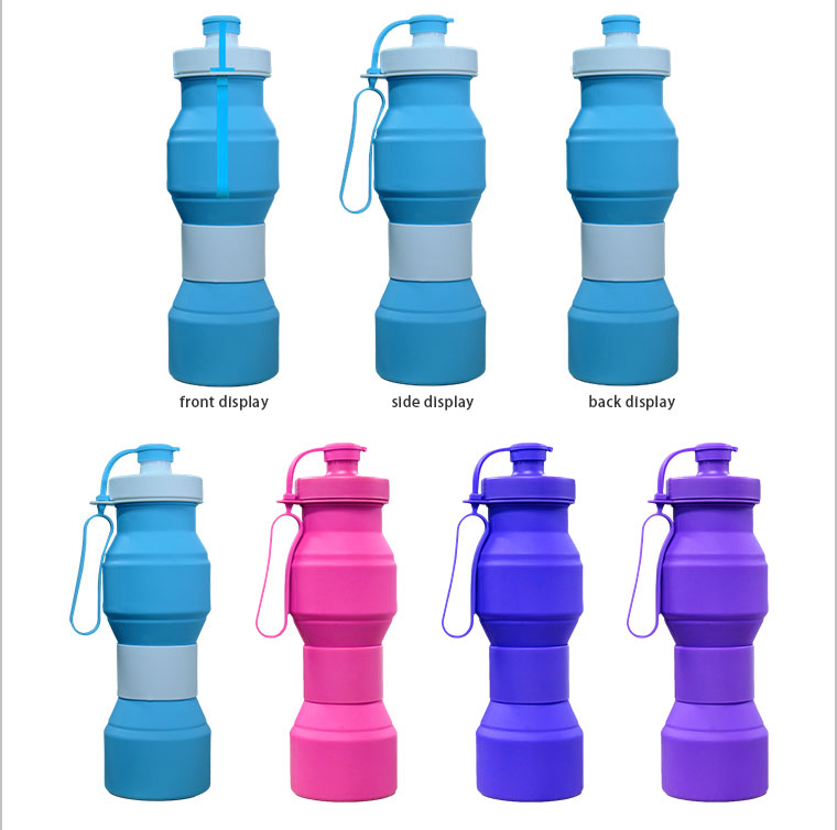 the front ,side and back of silicone water bottle