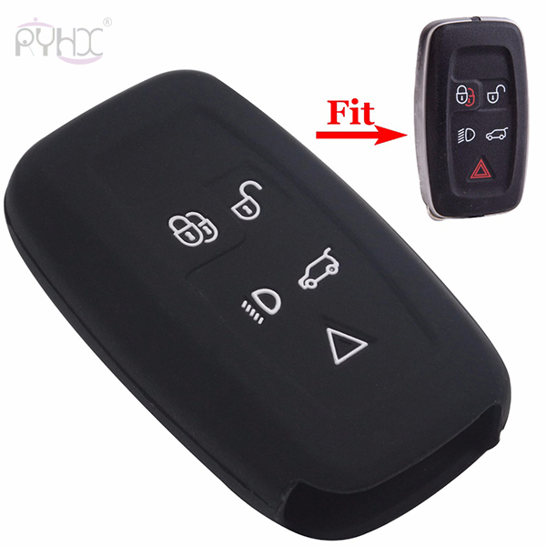 Black silicone car key cover for 5 buttons LandRover Discovery4 RangeRover remote
