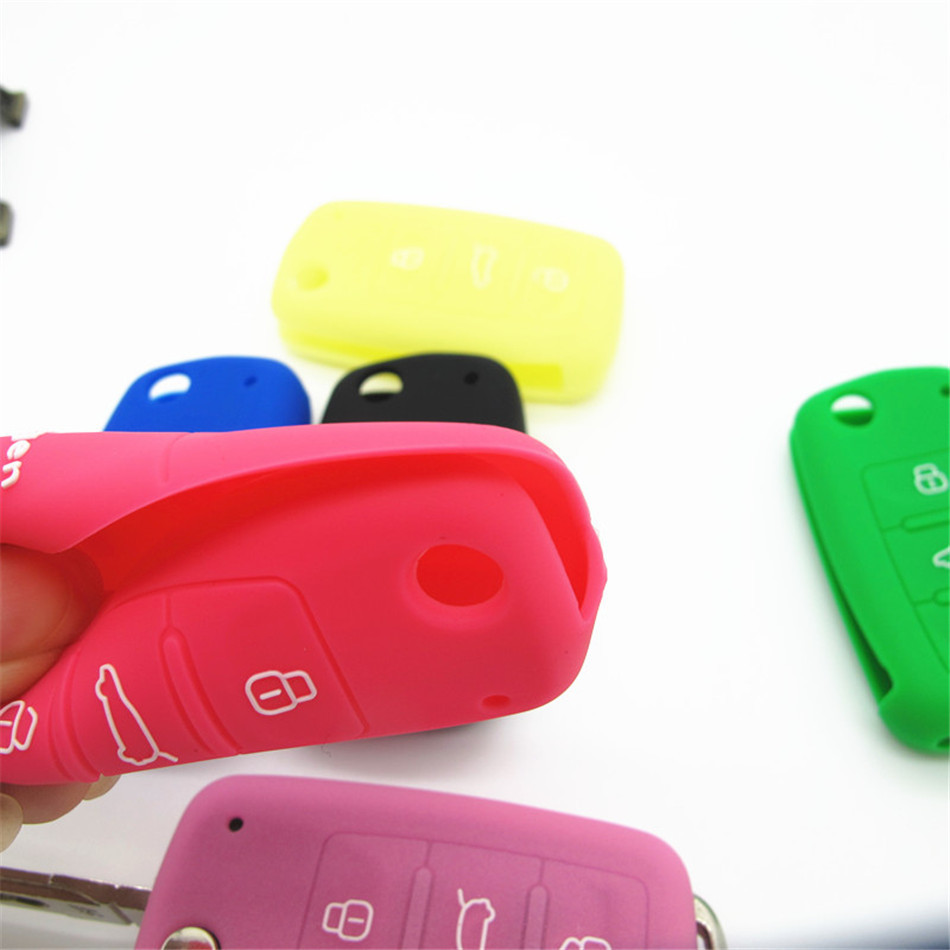 Skoda car key covers,colored silicone car key case,cheap car key shell,with logo,good toughness car key set