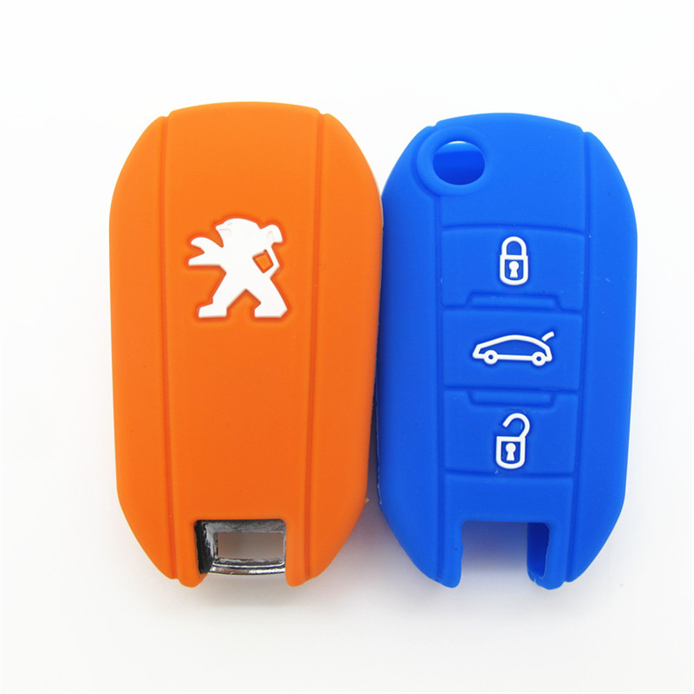 Peugeot car key covers, silicone car key case, low price silicone car key shell, blue