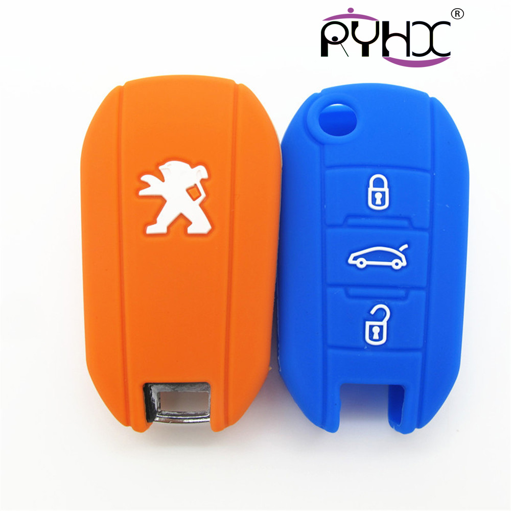 Peugeot car key covers, silicone car key case for Peugeot, hot sale car key fob covers,orange