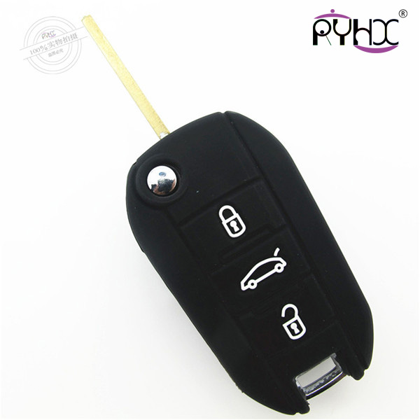 Peugeot silicone key covers, waterproof silicone car key case, low price car key silicone protector