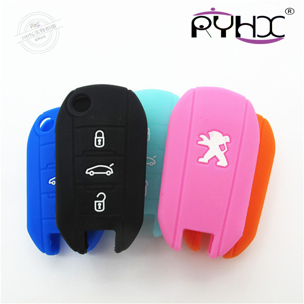 Peugeot silicone key covers, waterproof silicone car key case, low price car key silicone protector