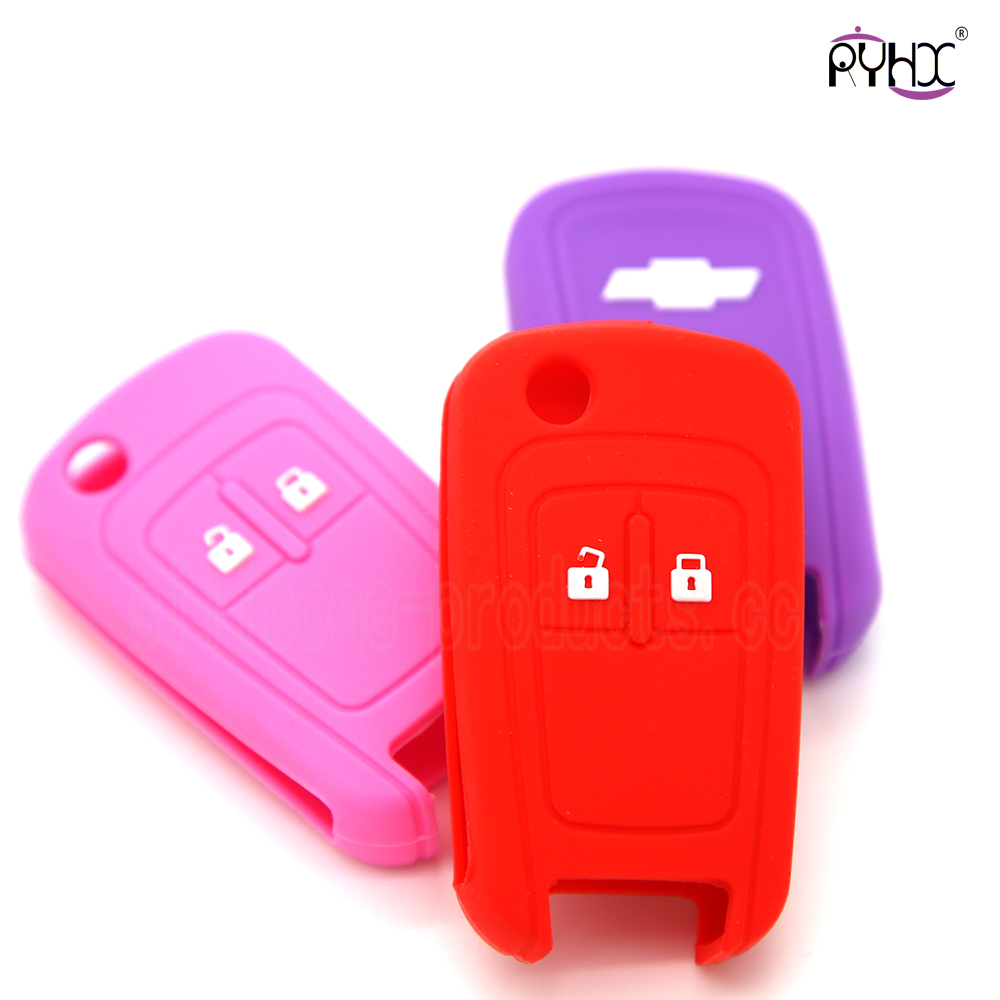Chevrolet remote control car key covers, colorful silicone car key shell, good toughness car key sleeve, red key case for car