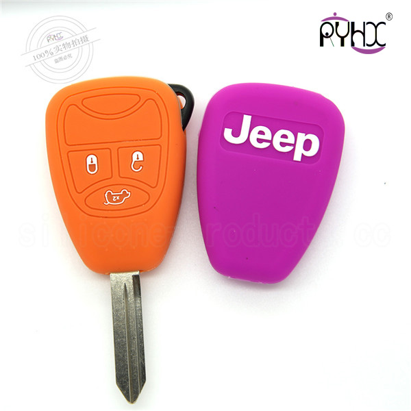 Jeep compass silicone car key case, car key protective covers, silicone auto key casing,orange, 3 buttons