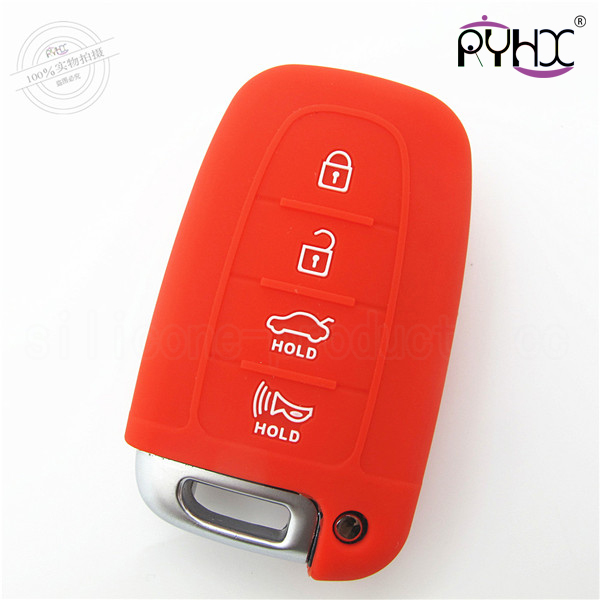 Hyundai car key silicone covers, environmental protection silicone key case, the most popular silicone car key protector, pink,4 buttons