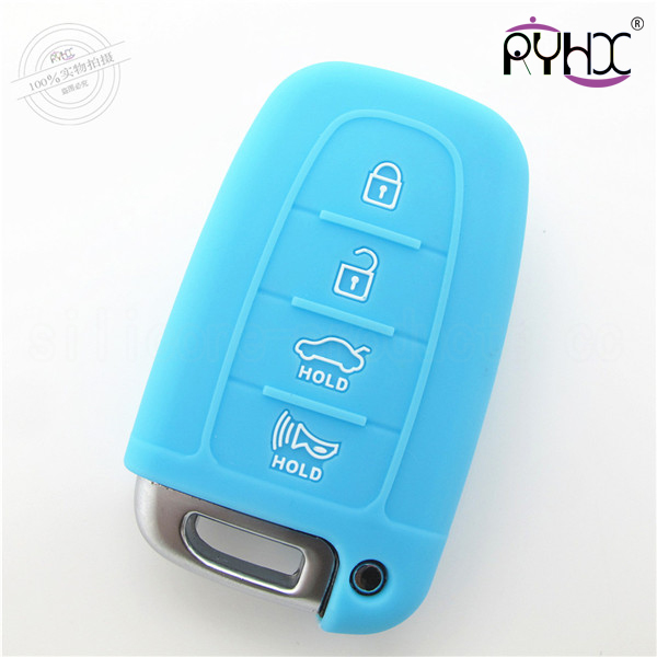 Hyundai car key silicone covers, environmental protection silicone key case, the most popular silicone car key protector, pink,4 buttons