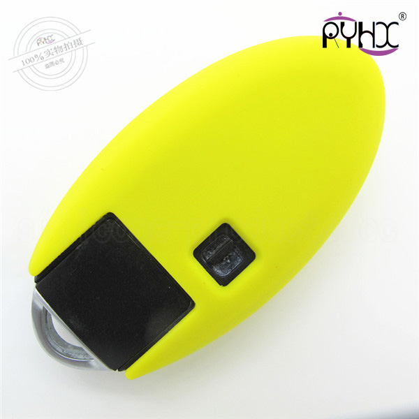Nissan Livina silicone car key protector, flexible car key silicone protective covers, cheap key silicone shell for 3 buttons car, yellow