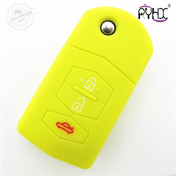 Mazda 3 buttons key silicone protective covers, light key case, non-toxic tasteless car key silicone casing, special colors key silicone shell