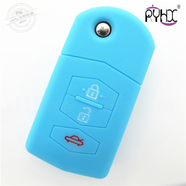Mazda 3 buttons key silicone protective covers, light key case, non-toxic tasteless car key silicone casing, special colors key silicone shell