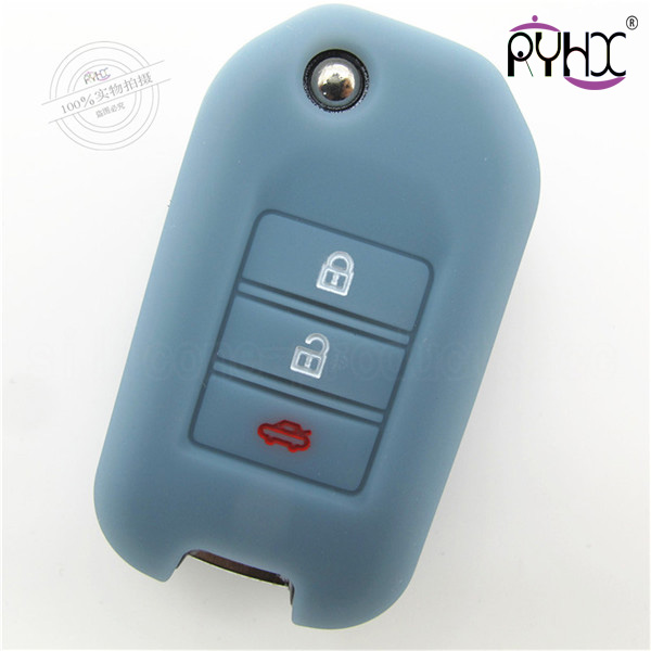 Honda silicone key case, car key fob silicone cover, shenzhen factory car key silicone protector, hot sale Honda 3 buttons key shell